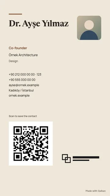 Sample business card with the Plain Sand template