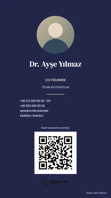 Sample business card with the Navy Classic template